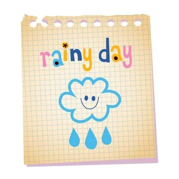 Rainy day notepad paper message Stock Illustration
