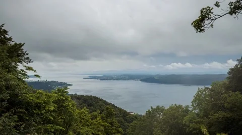 A rainy day over Lake Constnace in southern Germany - Time lapse Stock Footage 64008482