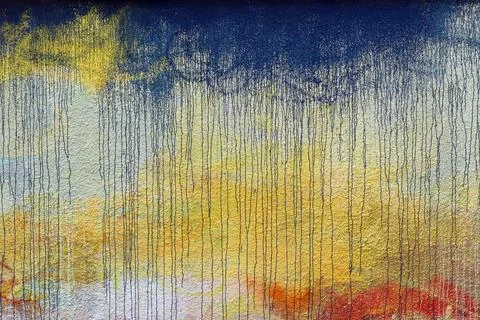 Rainy day - paint running down the colored background Stock Photos