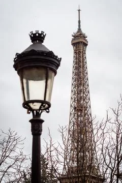 Rainy day in Paris - Eiffel Tower Stock Photos