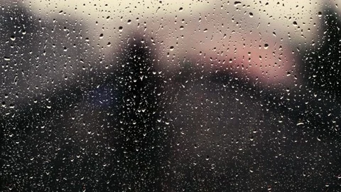 Rainy day , rain falling viewed from window Stock Footage 139800449