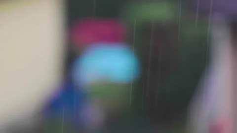 Rainy day , rain falling viewed from window Stock Footage 139873377