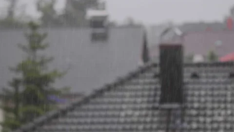 Rainy day , rain falling viewed from window Stock Footage 139873387