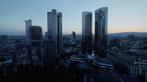 Rainy day. rain raining. rainy city background. skyline skyscrapers Stock Footage 40498163