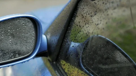 Rainy day. Raindrops on the car. Stock Footage 90354891