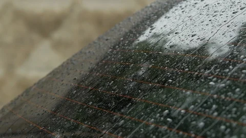 Rainy day. Raindrops on car window. Stock Footage 90354778