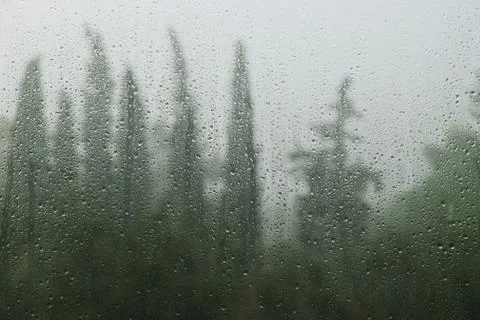 Rainy day raindrops on window Stock-Fotos