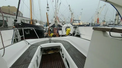 A rainy day on the sailboat Video stock 116302283