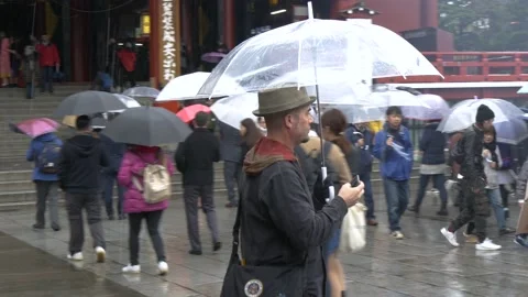 Rainy Day At Senso-Ji Temple In Tokyo, Japan Stock Footage 159081246