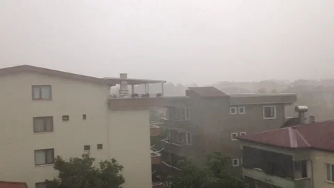 Rainy day slow motion pan shot Stock Footage 83190157