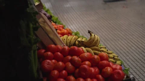 Rainy day at a small fruit and vegetable market in Buenos Aires, Argentina. Stock Footage 316352930