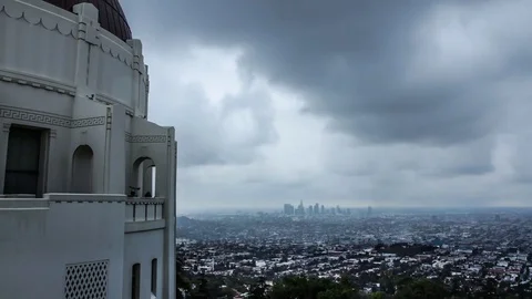 Rainy Day Time Lapse at Griffith Observatory Stock Footage 79629937