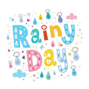 Rainy day unique lettering type design Stock Illustration