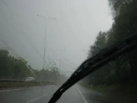 Rainy day. View from car Stock Footage