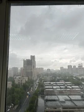Rainy day view from skyscraper Stock Photos