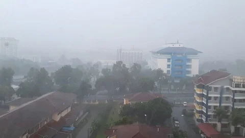 Rainy day view through window glass Video stock 102645211