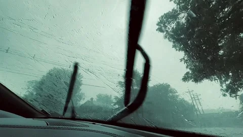 Rainy day windshield wipers in slow motion 動画素材 204828518