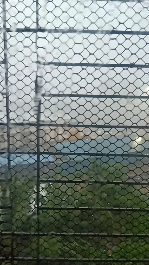 Rainy days are here again with shot from window Stock Footage 132890472