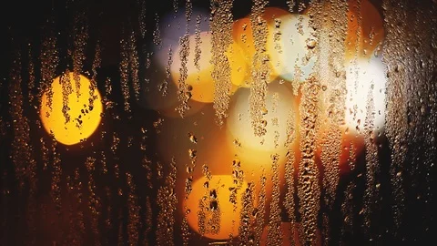 Rainy Days, Rain Drops On Window Surface And Colorful Traffic Bokeh Light Stock Footage 108403343