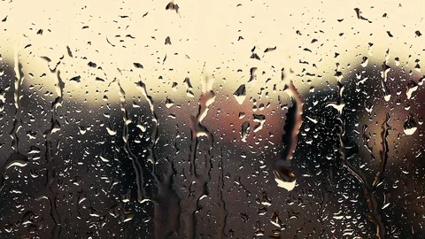 Rainy days, rain drops on the window surface Stock Footage 114290890