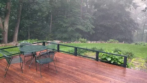 Rainy Deck Stock Footage