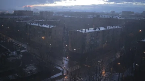 Rainy evening in city Stock Footage 74793992