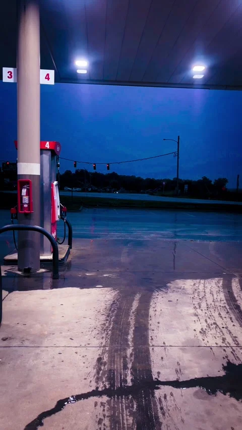 Rainy gas station Stock Footage 279520636