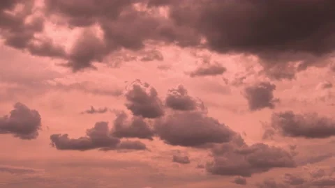 Rainy Gray Clouds in Pink Sky at Sunset, Time Lapse, Slow Motion. Beautiful View Stock Footage 170377349
