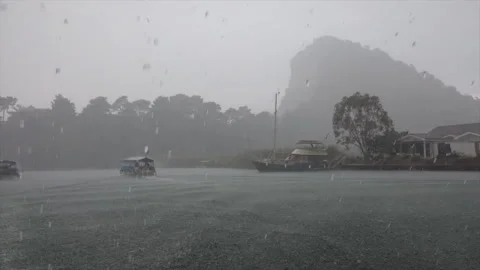 Rainy grey boatride on Dalyan River Turkey Mugla Provide captured 12 June 2024 Stock Footage 277354341