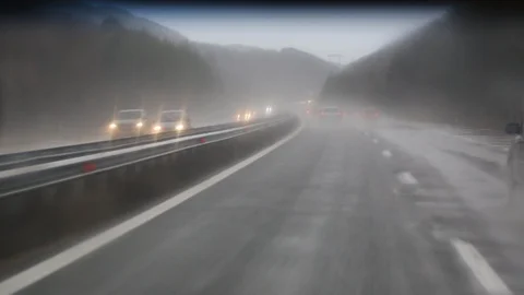 Rainy highway 1 Stock Footage 94568843
