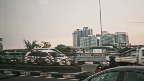 Rainy Highway Drive - Slow Motion Urban Scene in Kuala Lumpur Stock Footage 247254306