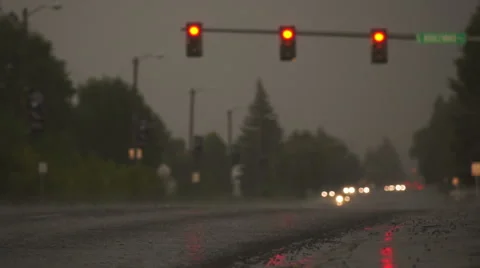 Rainy Intersection Stock Footage 40342956