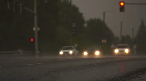 Rainy Intersection Stock Footage 40343264