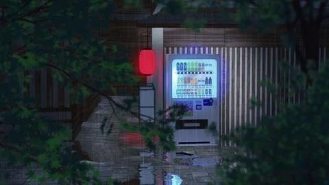 Rainy Japanese Vending Machine - Animated Loop 4K Vídeos de archivo 335397285