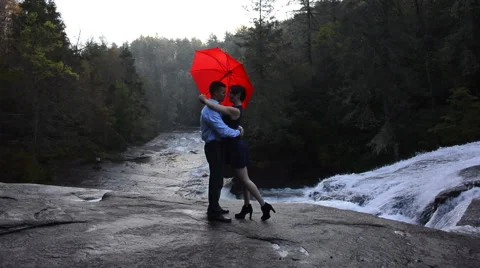 Rainy kiss Stock Footage 58558761