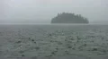 Rainy lake and island. HD Footage