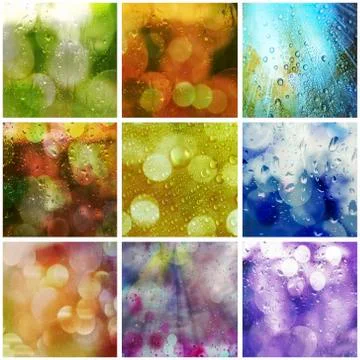 Rainy lights collage Stock Photos