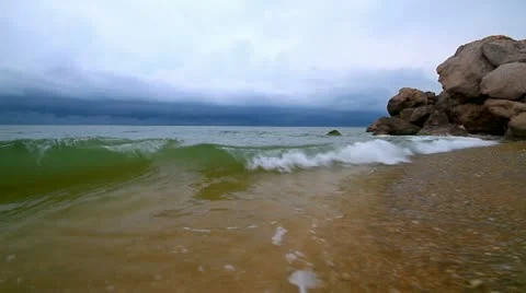 Rainy night on the beach. Stock Footage 11226674