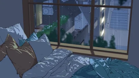 Rainy Night Bedroom Stock Footage 342125724
