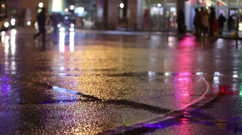 Rainy night in big city Stock Footage 45157565