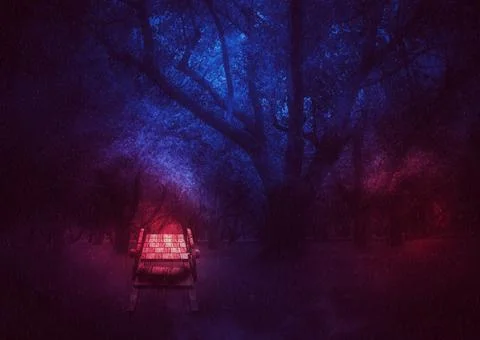 Rainy night orchard Stock Illustration