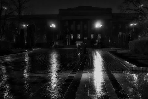 Rainy Night in the Park Stock Photos