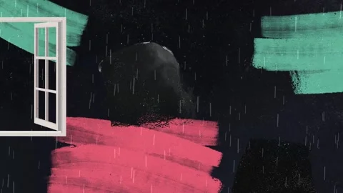 Rainy Night Profiles of a Couple with Paint Strokes and Window Stock Footage 346783118