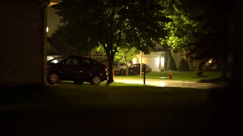Rainy Night in Suburbs 01 Stock Footage 108762808