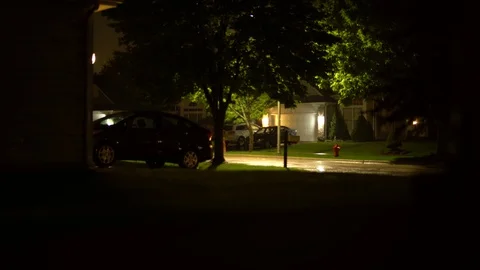 Rainy Night in Suburbs 02 Stock Footage 108762810