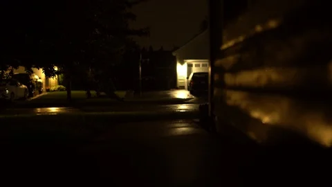 Rainy Night in Suburbs 03 Stock Footage