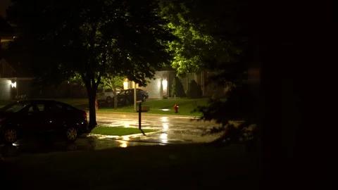 Rainy Night in Suburbs 04 Stock Footage 108762777