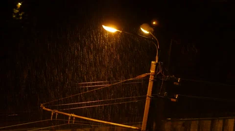 Rainy night , thunder, lightning. 4K UHD Stock Footage