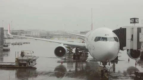 Rainy Plane Cargo Loading In Chicago Airport Vídeo Stock 52692223