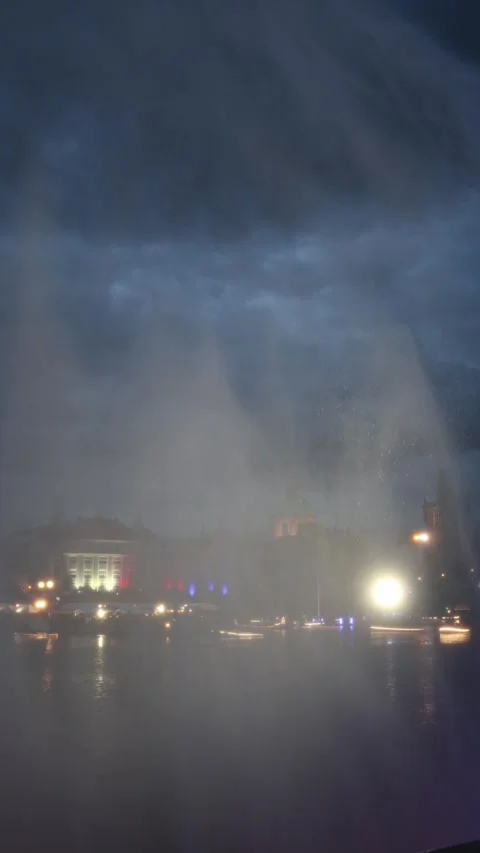Rainy Prague night skyline Stock Footage 335142198